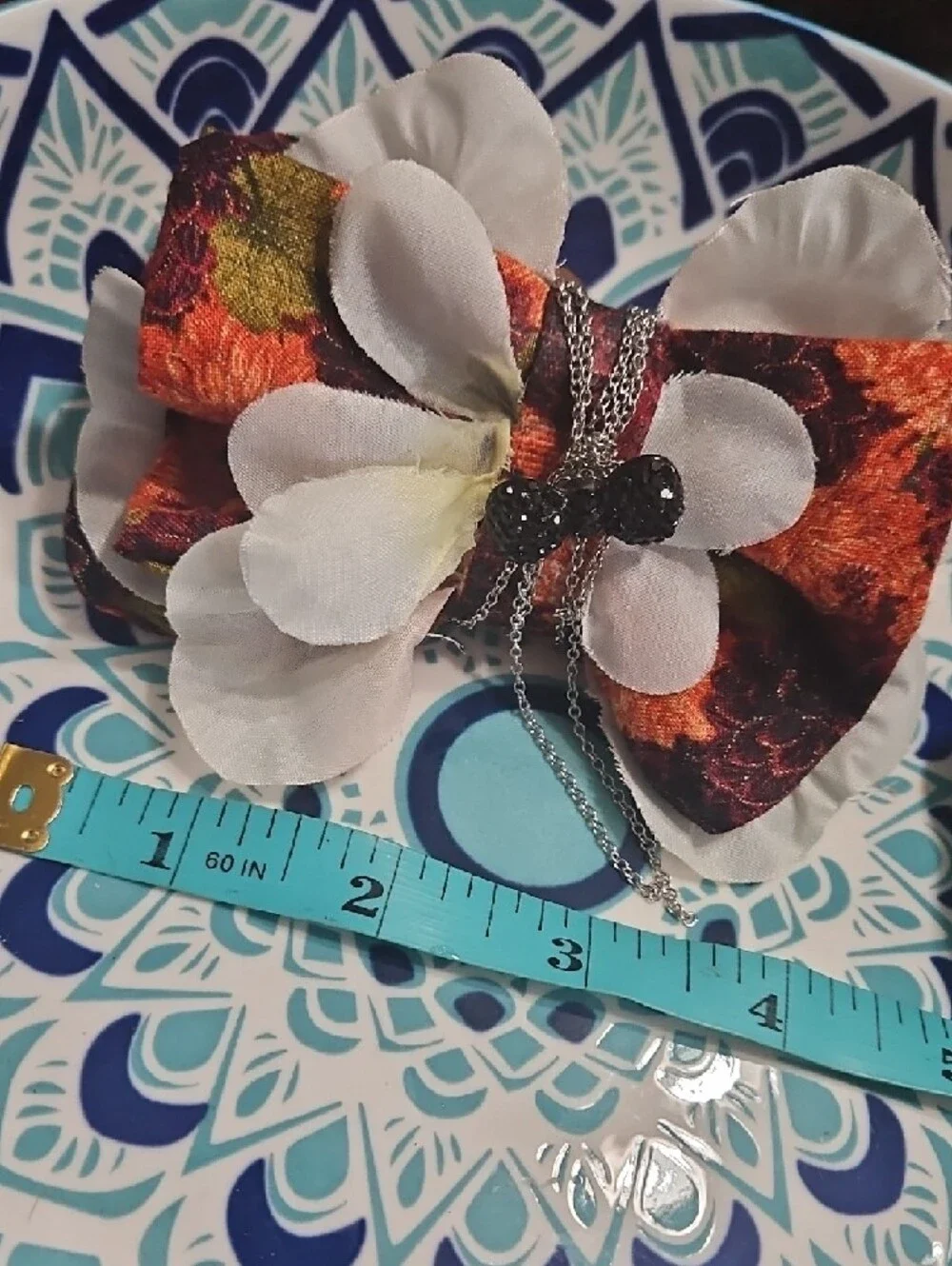 Hand Crafted Floral Bow Chain Charm Pet Collar Accent NEW Or FREE with Any Purch